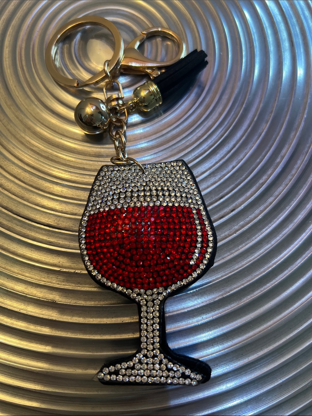 DECORATIVE PUFFY RHINESTONE GLASS KEY CHAIN/ BAG CHARM